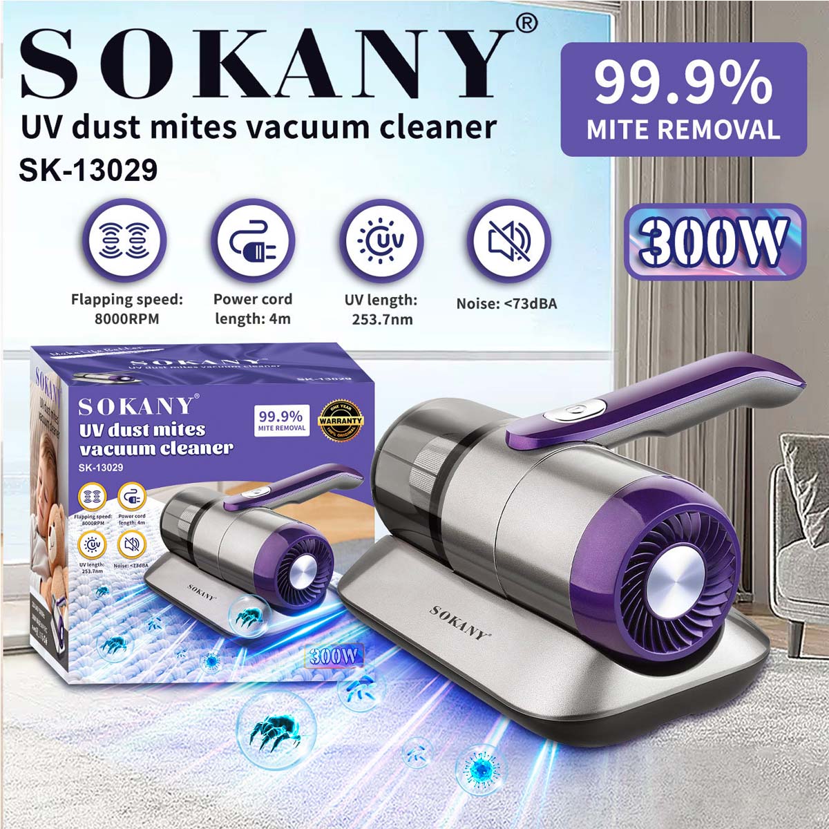 Aspiradora Antiácaros 300W con UV - Imagen 2